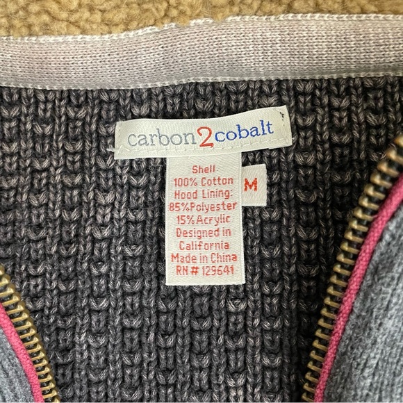 Carbon2Cobalt Men’s Summit Sweater Sherpa Hoodie Zip Brown Heavy Medium - Picture 8 of 13